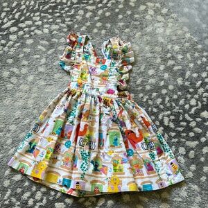 Sesame Street vintage print apron dress. Size 3